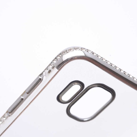 Samsung Galaxy J2 Core Kılıf Kenarları Taşlı Darbeye Dayanıklı Silikon Kapak - Gold